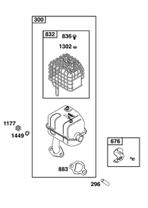 Exhaust Group Diagram and Parts List for 106232-0268-H1 100000 - 19Z999 Briggs and Stratton Engine